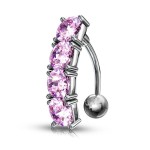 Piercing do pupíku s kamínky (fialová)