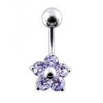 Stříbrný piercing do pupíku - kytička (tyrkysová)