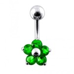 Stříbrný piercing do pupíku - kytička (tyrkysová)