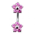 Stříbrný piercing do pupíku - kytičky (čirá)