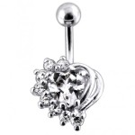 Stříbrný piercing do pupíku (čirá/čirá)