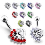 Stříbrný piercing do pupíku (čirá/čirá)