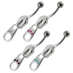 Stříbrný piercing do pupíku - zip (fialová) [3]