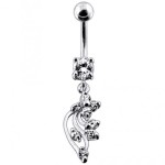 Stříbrný piercing do pupíku (čirá)