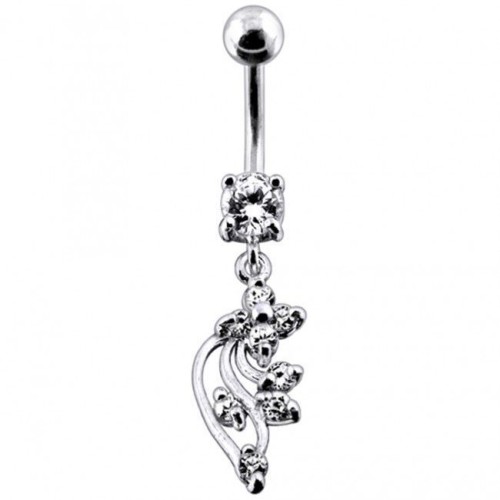 Stříbrný piercing do pupíku (čirá)