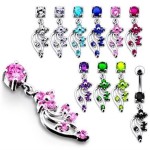 Stříbrný piercing do pupíku (růžová)