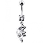 Stříbrný piercing do pupíku (růžová)