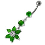 Stříbrný piercing do pupíku - kytička (čirá)