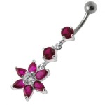 Stříbrný piercing do pupíku - kytička (čirá)