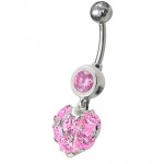 Stříbrný piercing do pupíku - srdíčko (čirá)