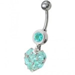 Stříbrný piercing do pupíku - srdíčko (čirá)