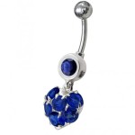 Stříbrný piercing do pupíku - srdíčko (tyrkysová)