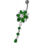 Stříbrný piercing do pupíku - kytička (čirá)