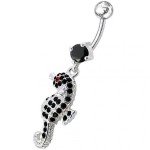 Stříbrný piercing do pupíku - mořský koník (růžová)