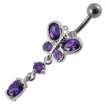 Stříbrný piercing do pupíku - motýlek (tyrkysová)