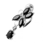 Stříbrný piercing do pupíku se štítem - obrácený (čirá)