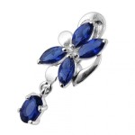 Stříbrný piercing do pupíku se štítem - obrácený (růžová)