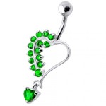 Stříbrný piercing do pupíku - srdíčko (čirá)