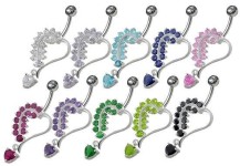 Stříbrný piercing do pupíku - srdíčko (růžová)