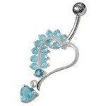 Stříbrný piercing do pupíku - srdíčko (růžová)