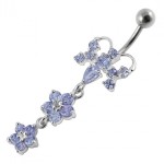 Stříbrný piercing do pupíku - motýlek (růžová)