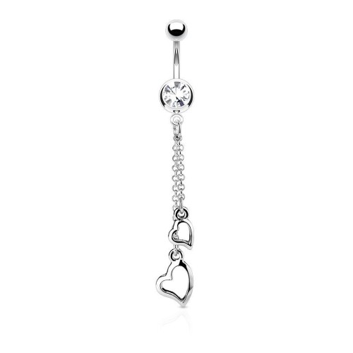 Piercing do pupíku - srdíčka (čirá)