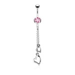Piercing do pupíku - srdíčka (čirá)