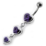 Stříbrný piercing do pupíku - srdíčka (tyrkysová)