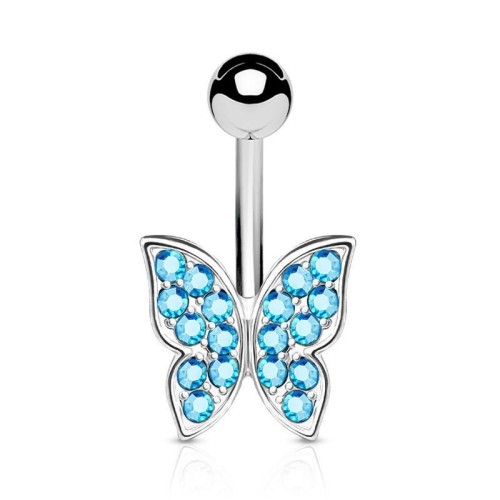 Piercing do pupíku - motýlek (tyrkysová)