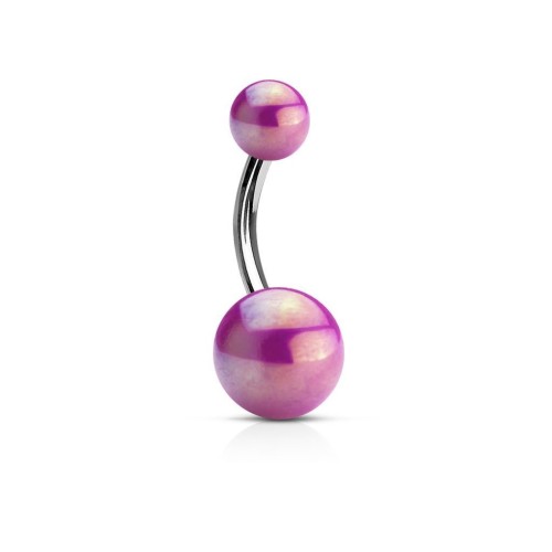 Piercing do pupíku - banánek metalické barvy (fialová)
