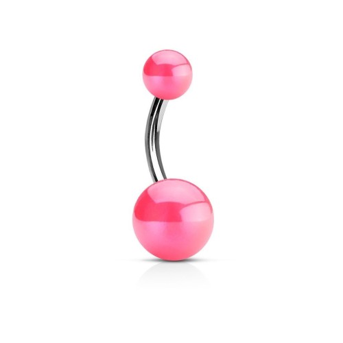 Piercing do pupíku - banánek metalické barvy (růžová)