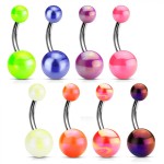 Piercing do pupíku - banánek metalické barvy (růžová)