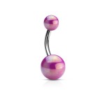 Piercing do pupíku - banánek metalické barvy (růžová)