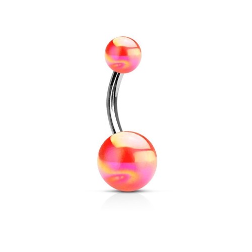 Piercing do pupíku - banánek metalické barvy (červená)