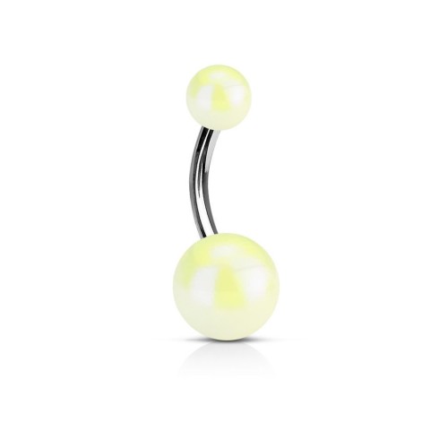 Piercing do pupíku - banánek metalické barvy (bílá)