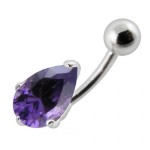 Stříbrný piercing do pupíku - kapka (čirá)