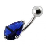 Stříbrný piercing do pupíku - kapka (čirá)
