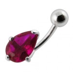Stříbrný piercing do pupíku - kapka (čirá)