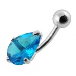 Stříbrný piercing do pupíku - kapka (čirá)