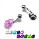 Stříbrný piercing do pupíku - kapka (tyrkysová)