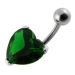 Stříbrný piercing do pupíku - srdíčko (tyrkysová)