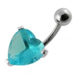 Stříbrný piercing do pupíku - srdíčko (růžová)