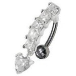 Stříbrný piercing do pupíku - obrácený (tyrkysová)