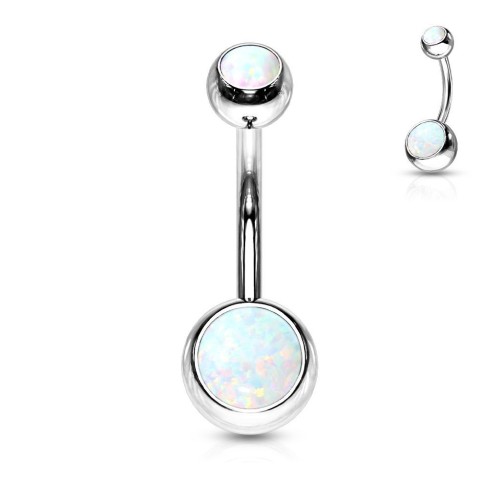 Piercing do pupíku - banánek opál (bílá)