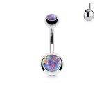 Piercing do pupíku - banánek opál (modrá)