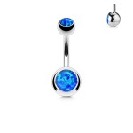 Piercing do pupíku - banánek opál (modrá)
