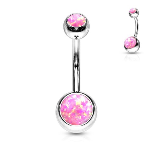 Piercing do pupíku - banánek opál (růžová)