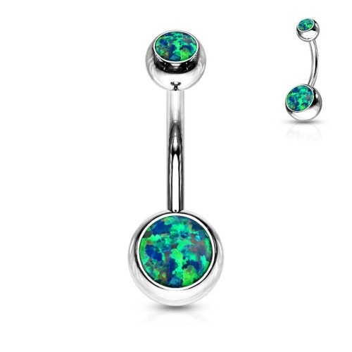 Piercing do pupíku - banánek opál (zelená)