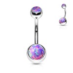 Piercing do pupíku - banánek opál (zelená)