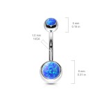 Piercing do pupíku - banánek opál (zelená)